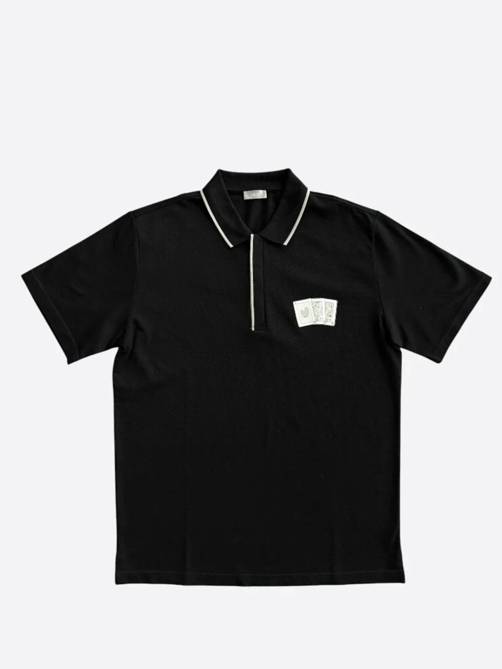 Dior Kenny Scharf Black & White Cards Logo Polo T-Shirt